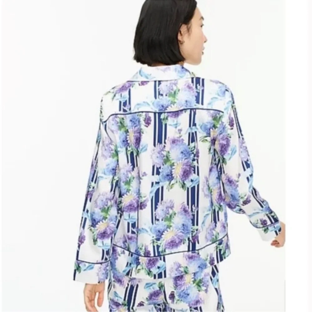 J. Crew‎ Floral Button Down Pajama Set Retail $158 - Blue, Green & Purple